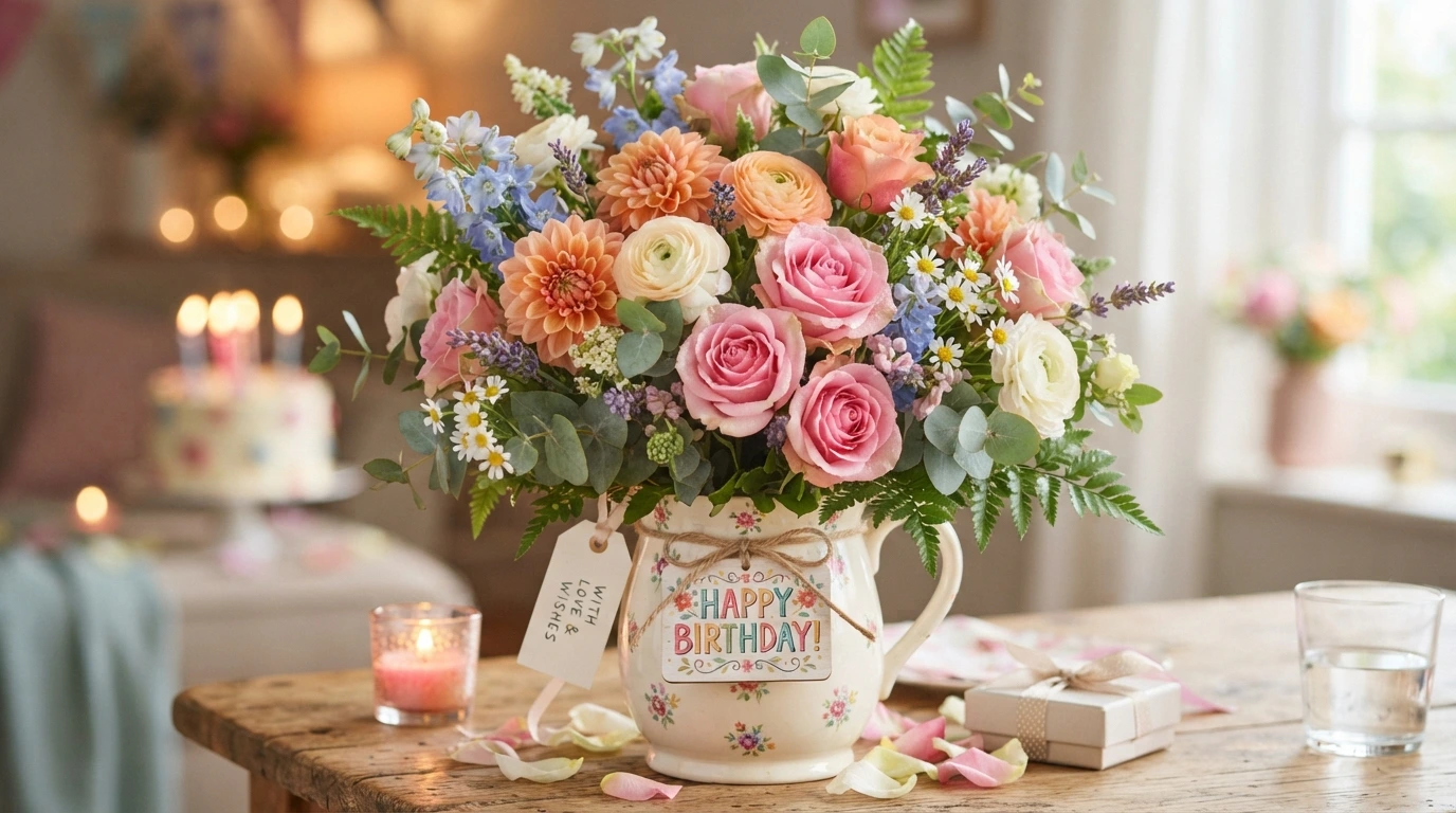 wishes happy birthday flower